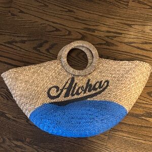 J. Crew Aloha Straw Tote Bag in Natural and Blue